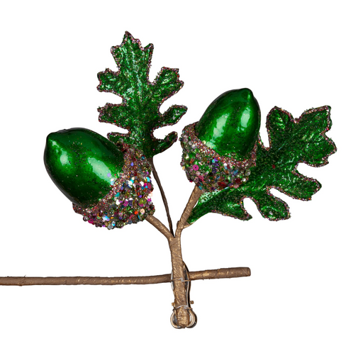 Christmas Flower Green Acorn Clip On 21cm