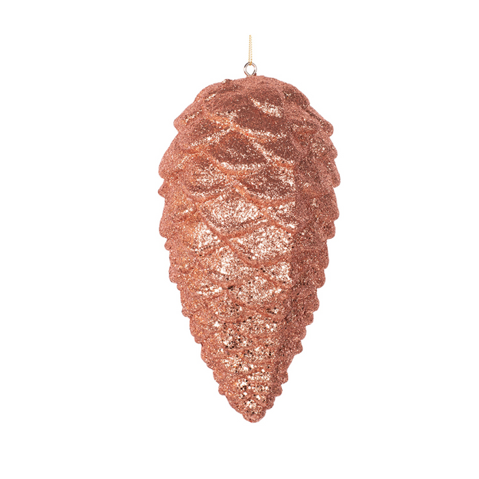 Copper Glitter Pinecone Polyfoam Hanging Ornament 23cm