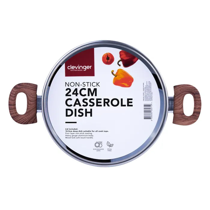 Celvinger 4 Layer Non-Stick Casserole With Lid 24cm