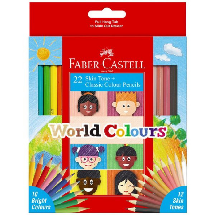 Faber Castel Pencils World Colours 22 pack (12 Classic + 10 Skin tones)