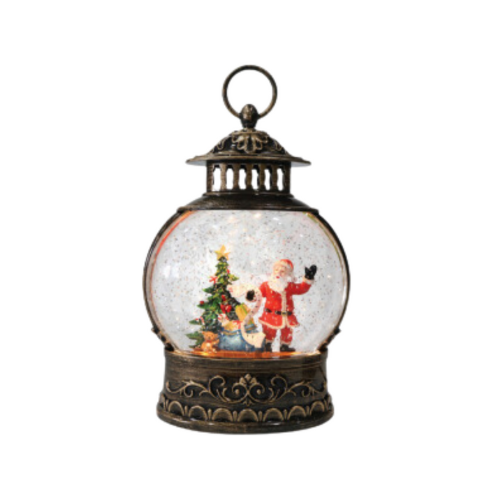 Glitter Swirl Musical Oval Santa Lantern Usb