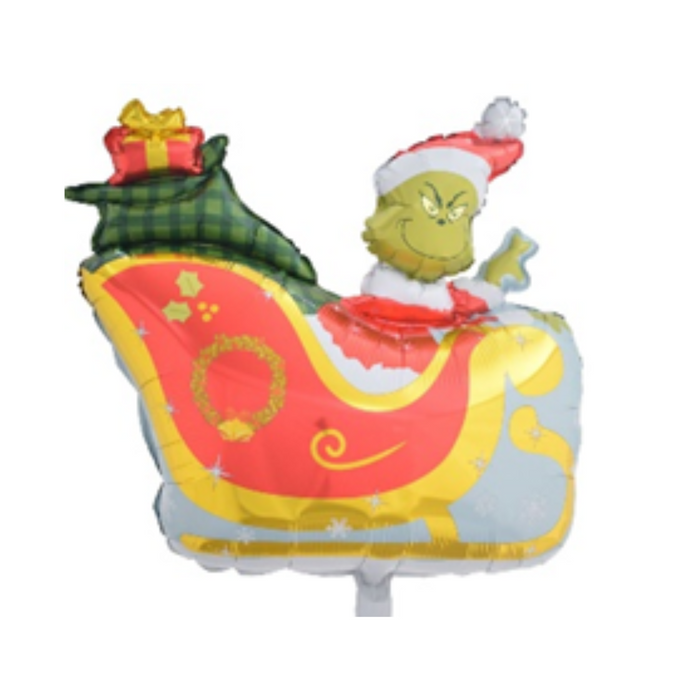 Green Monster In Sleigh Foil Balloon 64 X 77 Cm