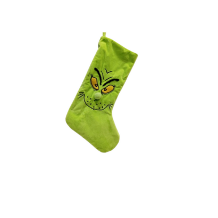 Green Monster Stocking Embroidered Eyes 43 Cm