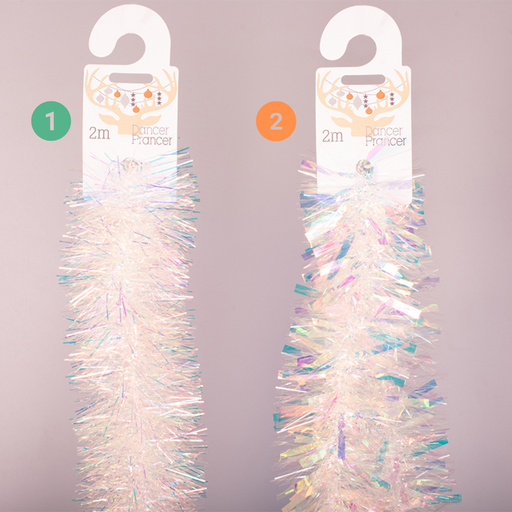 Iridescent Tinsel 200cm 2 Asstd 