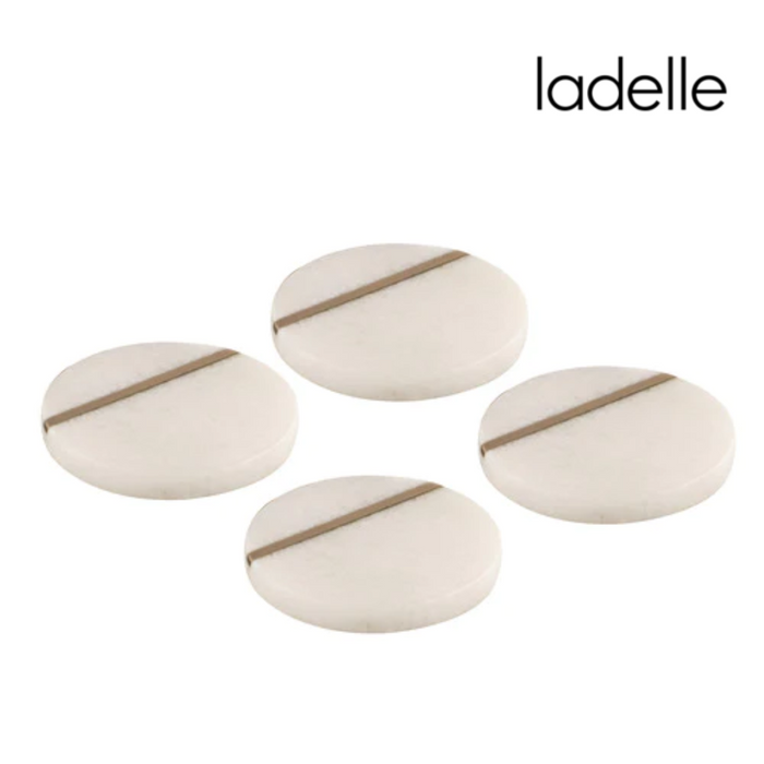 Ladelle Emerson White Round 4pk Coaster 