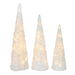 LED Cone Tree 3pc Set Snowy Sequins