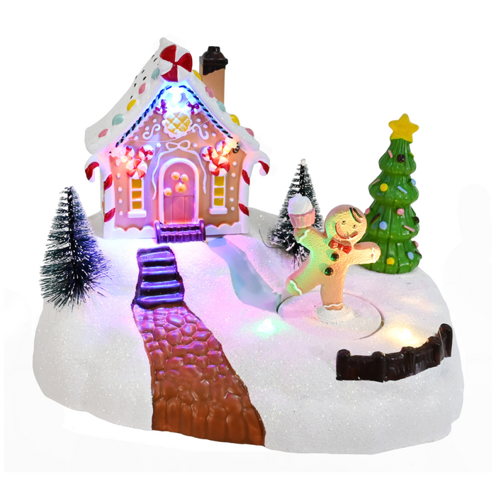 LED Musical Gingerbread House Scene USB