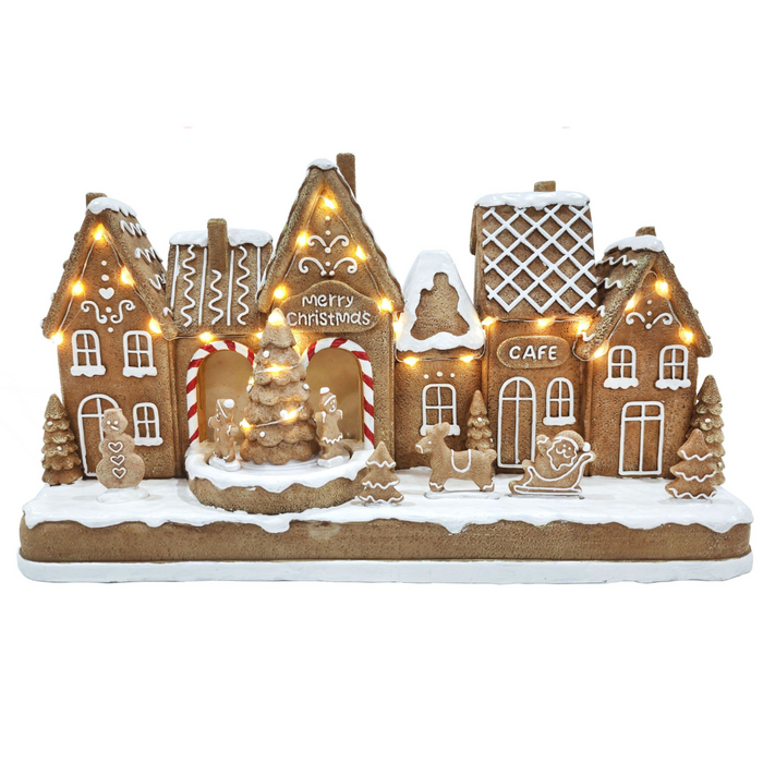 LED Musical Gingerbread Village Scene USB