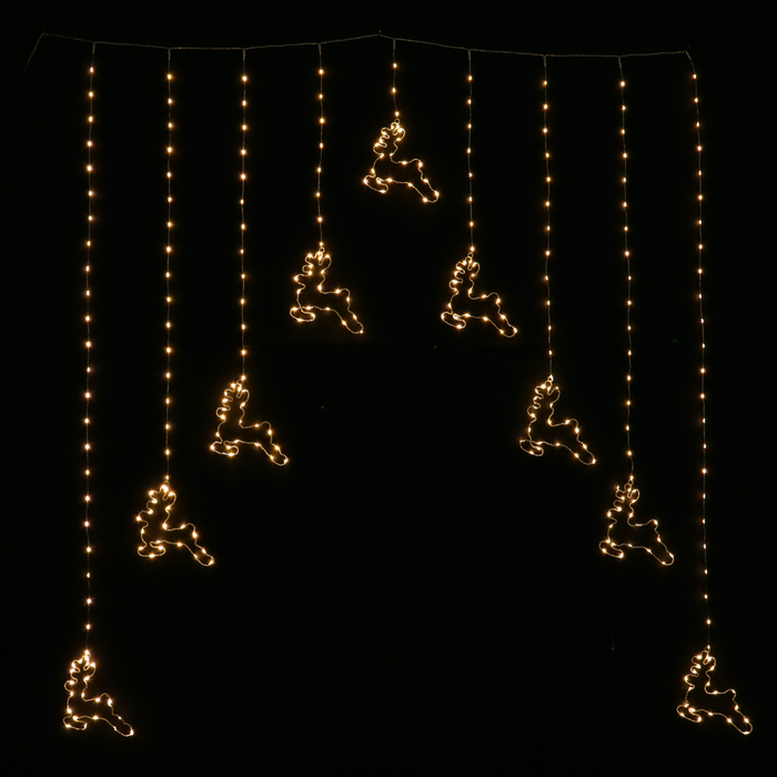 LED Starry Reindeer Curtain Lights Gold