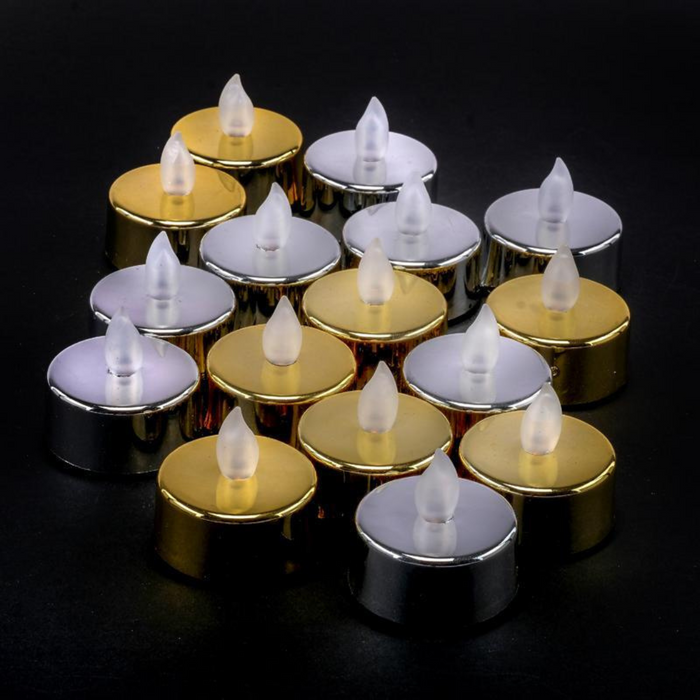 LED Tealights 8pk Metallic Candles Battery Operated