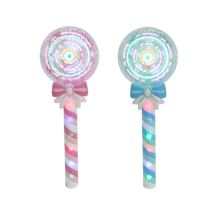 Light Up Lollipop Spinning Wand 30cm 2 Asstd