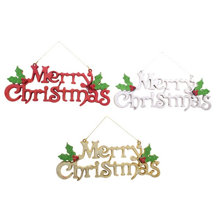 Merry Christmas Plaque 39Cm 3Asst