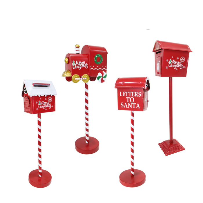 Metal Candy Cane Letterbox 50cm 4 Asstd