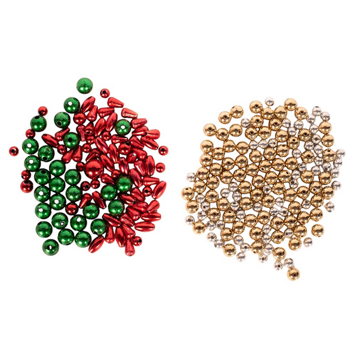 Mini Beads Red & Green Gold & Silver 30G 2 Asstd