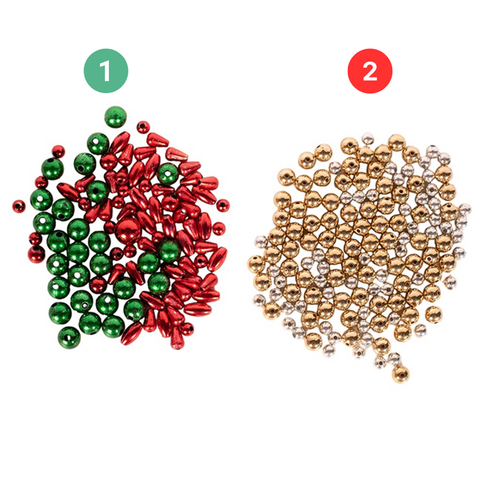 Mini Beads Red & Green Gold & Silver 30G 2 Asstd