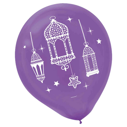 Moon Stars 30cm Mosque Lantern Moon Latex Balloons Pk 15