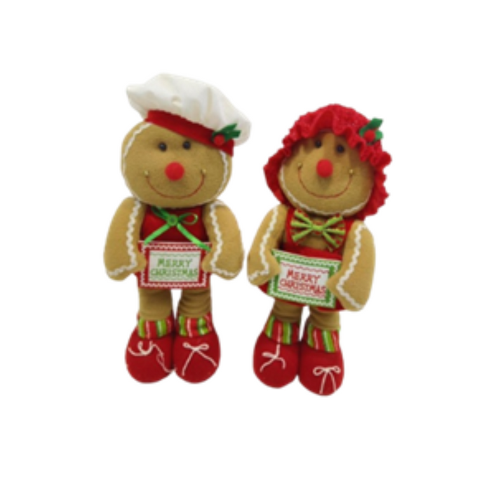 Mr And Mrs Gingerbread Merry Christmas Slogan 40Cm 2 Asstd