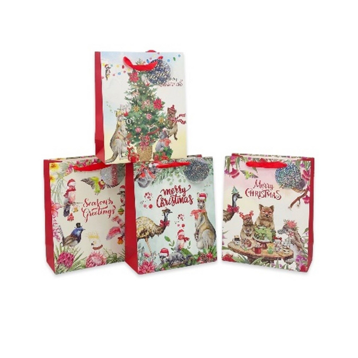 OUTBACK CHRISTMAS GIFT BAG LRG 32X26X12CM 4 ASST