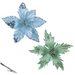 Pale Blue & Mint Poinsettia W/clip 17cm 2 Asstd