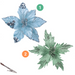 Pale Blue & Mint Poinsettia W/clip 17cm 2 Asstd