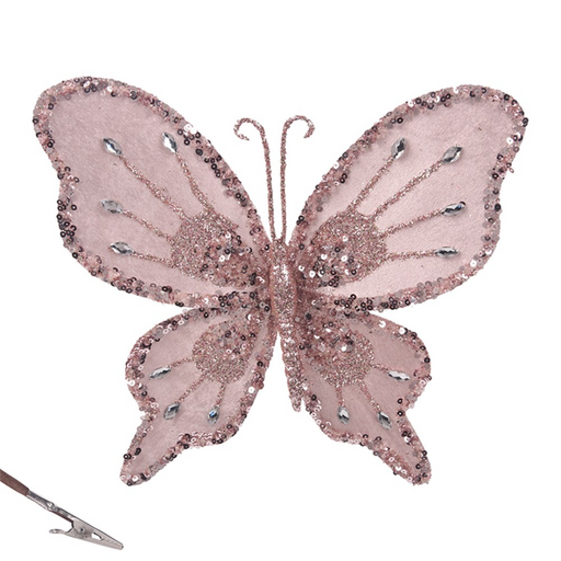 Pale Pink Butterfly W/clip 22x19cm