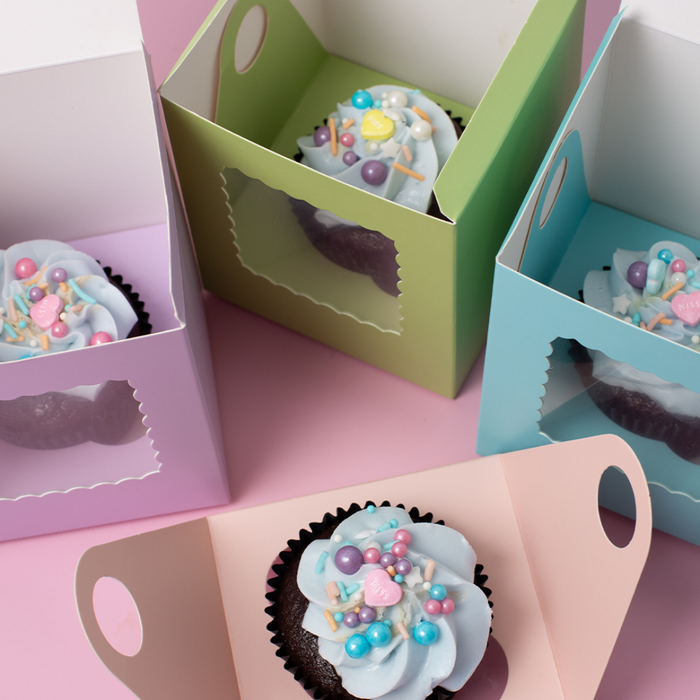 Papyrus Scalloped Single Tall Cupcake Box Pack Of 6 - Mixed