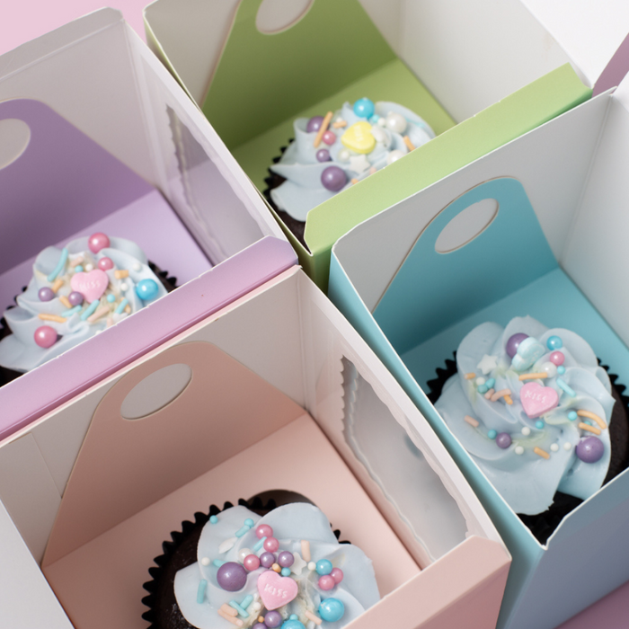 Papyrus Scalloped Single Tall Cupcake Box Pack Of 6 - Mixed