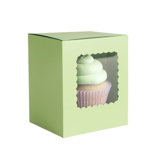 Papyrus Scalloped Single Tall Cupcake Box Pack Of 6 - Pastel Green