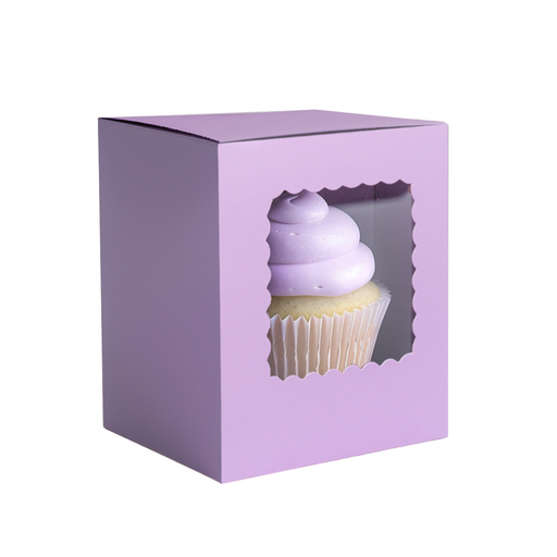 Papyrus Scalloped Single Tall Cupcake Box Pack Of 6 - Pastel Lilac