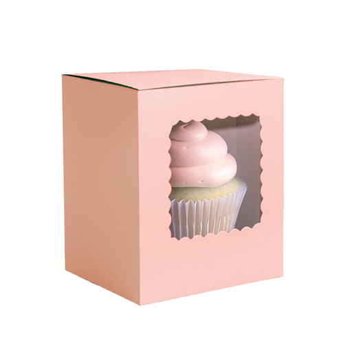 Papyrus Scalloped Single Tall Cupcake Box Pack Of 6 - Pastel Pink