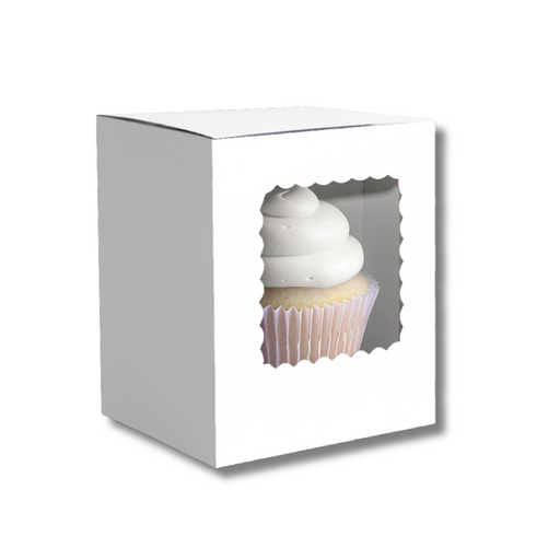 Papyrus Scalloped Single Tall Cupcake Box Pack Of 6 - White