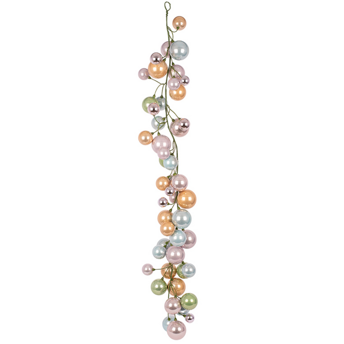 Pastel Bauble Garland W/48 Assorted Baubles 120cm