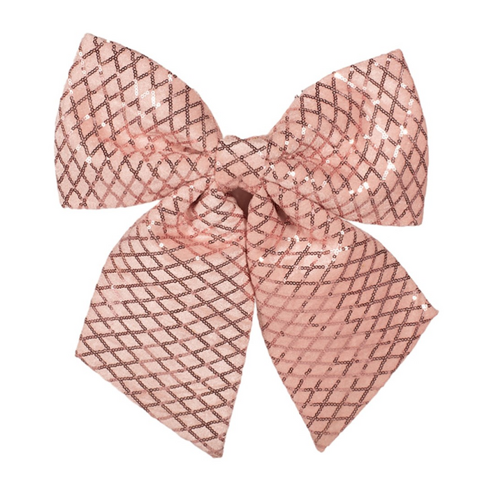 Pink Velour & Sequin Detail Bow 30X35Cm