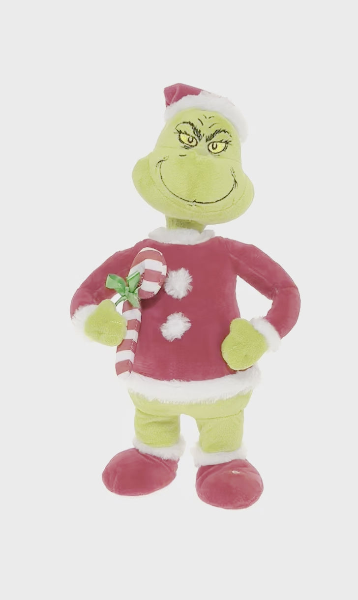 Dr. Seuss Animated Grinch with Candy Cane 33cm