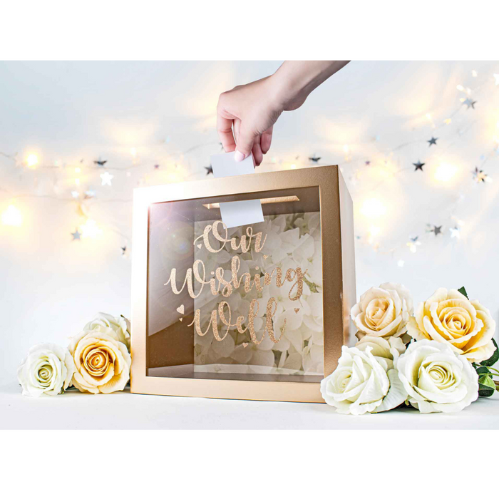 Rose Gold Wishing Well Keepsake MDF 30X30X20CM