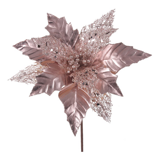 Rose Pink Poinsettia W/Lace Detail D33Cm5