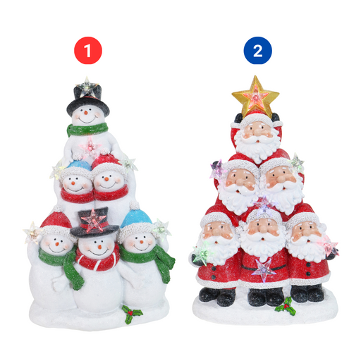 Santa/Snowman Tower Light-Up Stars 36.5cm 2 Asstd