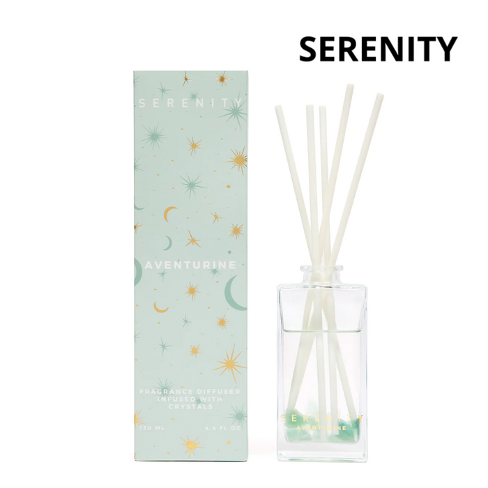 Serenity Diffuser Crystal Glass 130ml - Abundance Adventurine