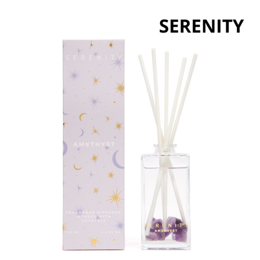 Serenity Diffuser Crystal Glass 130ml - De-Stress Amethyst