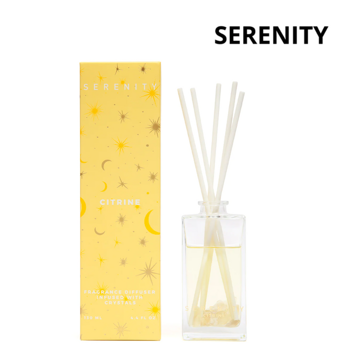 Serenity Diffuser Crystal Glass 130ml - Energise Citrine