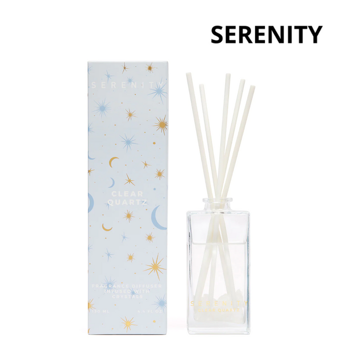 Serenity Diffuser Crystal Glass 130ml - Healing Clear Quartz