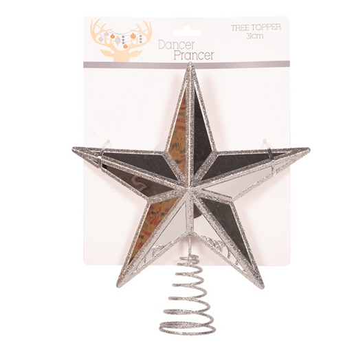 Silver Mirror Star Tree Topper 28X31 cm