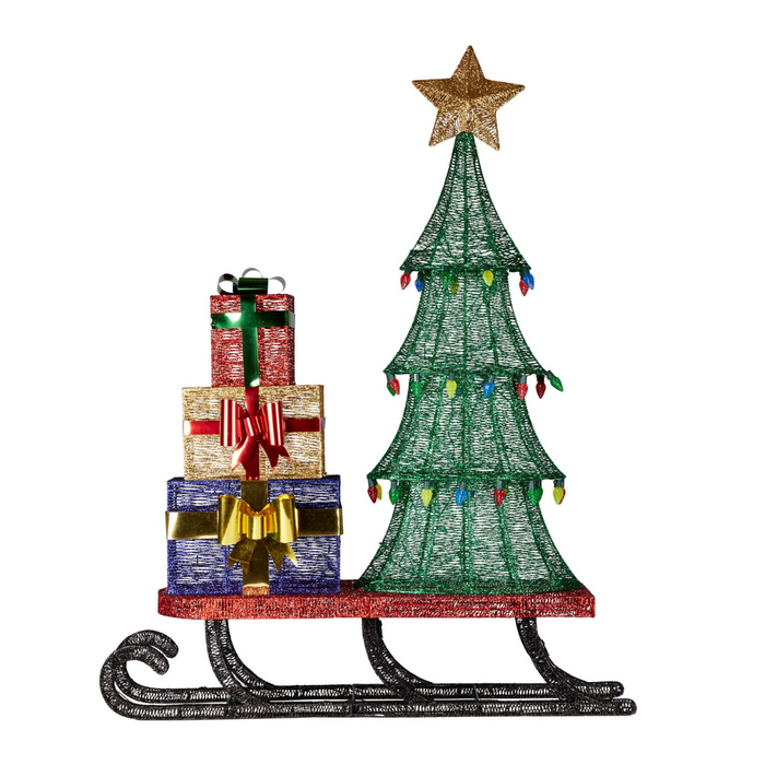 Sleigh with Tree & Presents with Lights- Indoor/Outdoor 183cmH