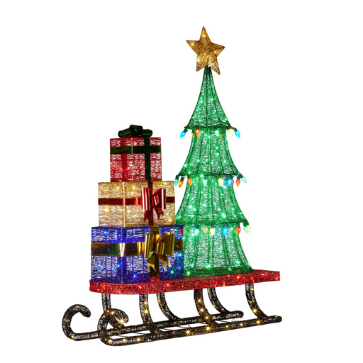 Sleigh with Tree & Presents with Lights- Indoor/Outdoor 183cmH