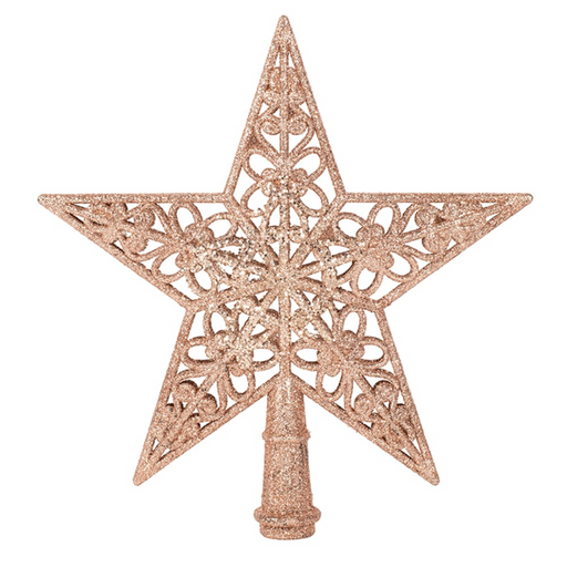 Star Tree Topper 20Cm Pale Pink & Champagne Glitter