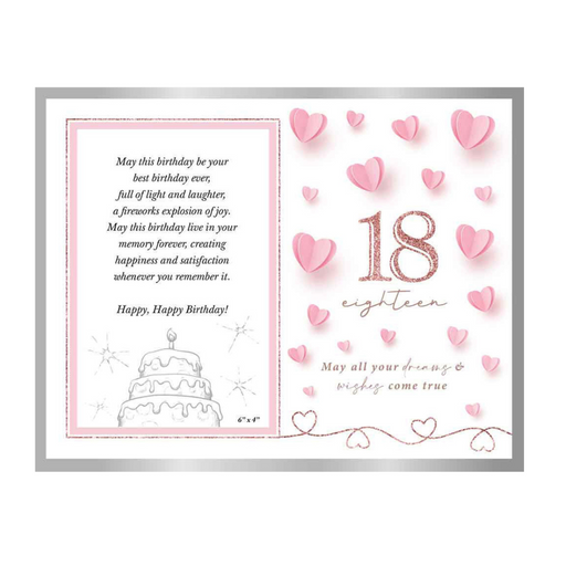 Sweet 18 Heart Glass Picture Frame 6X4In 