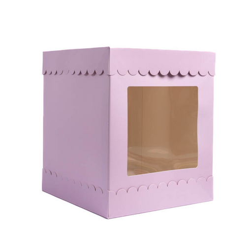Tall Scalloped Cake Box - Pastel Lilac 10in x 10in x 12in