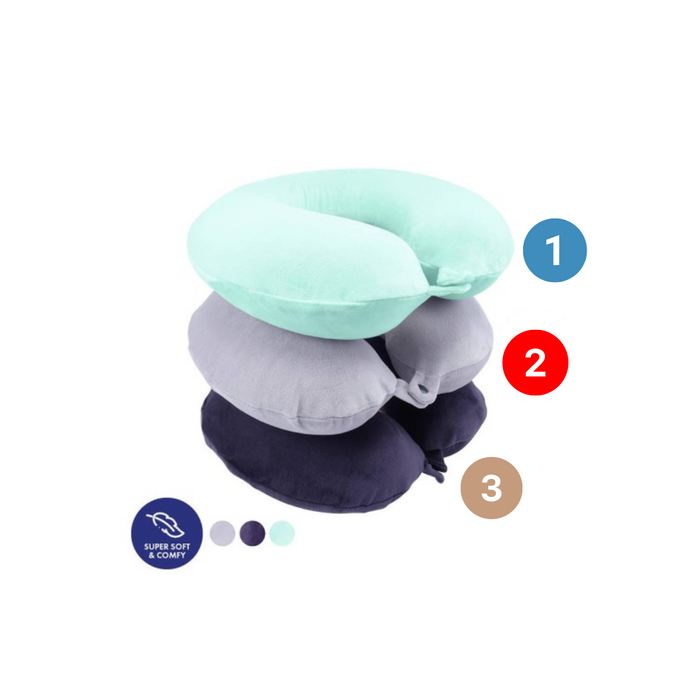 Travel Neck Pillow Memory Foam 32x30x10cm 3 Asstd