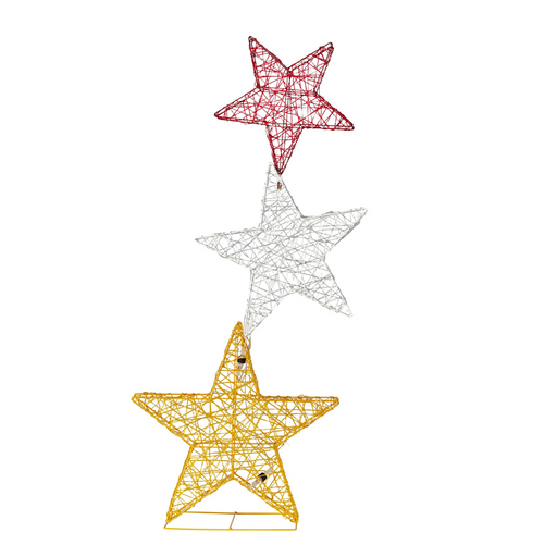 Triple Christmas Star Stack with Lights- Indoor/Outdoor 120cm