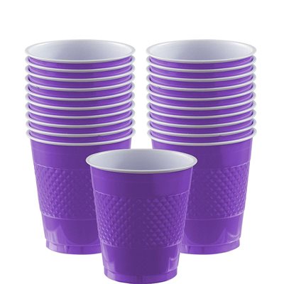 Premium Plastic Cups 355ml 20Pk New Purple